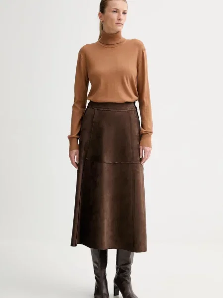 Calvin Klein Svetr s příměsí vlny hnědý