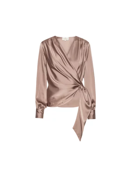 Lniana bluzka Karmamia elegancka beżowa