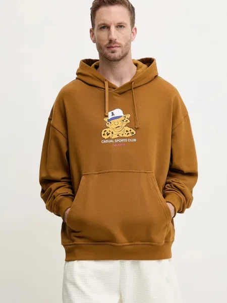 Geacă Adidas Originals cu glugă maro