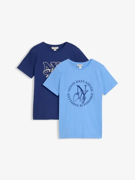 T-shirt z czystej bawełny organicznej zestaw 2 szt. niebieska
