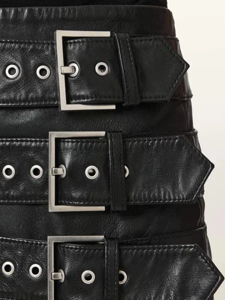 Кожаная юбка Allsaints с пряжкой