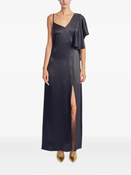 Rochie maxi Irina Schrotter cu volane asimetrică negru