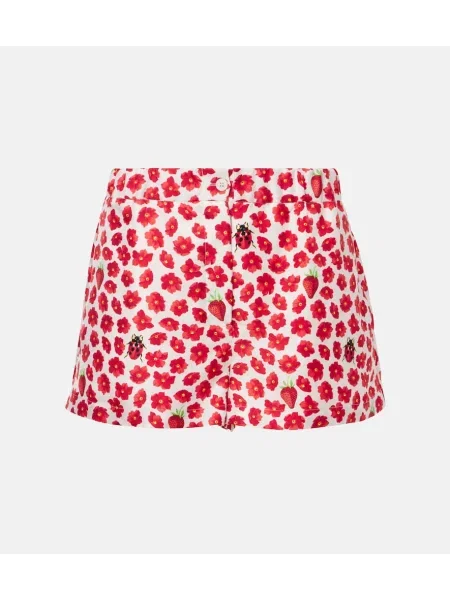 Pantaloni scurți Versace de mătase cu model floral cu imagine alb