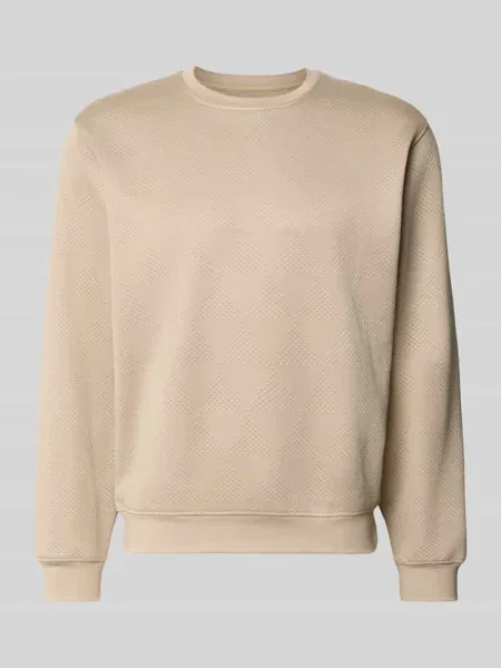 Bluza we wzór na całej powierzchni z okrągłym dekoltem Guess beżowa