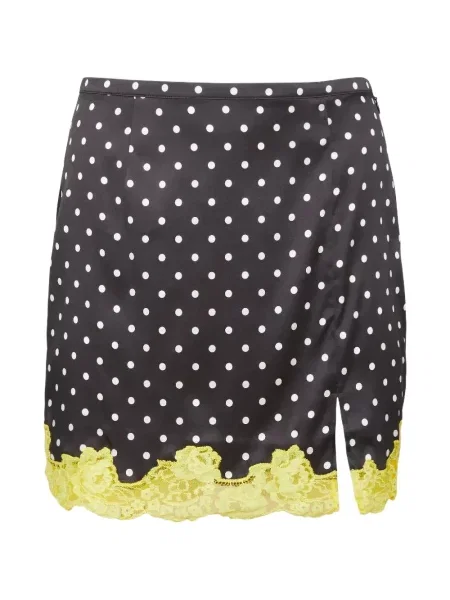 Fusta mini Fleur Du Mal cu buline din dantelă negru