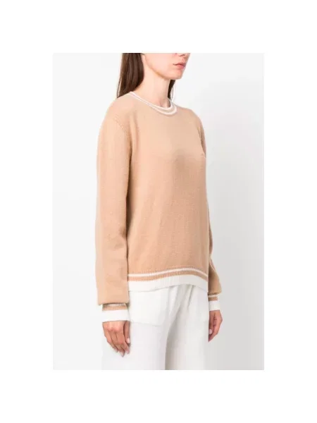 Sweter Msgm wełniany z logo brązowy