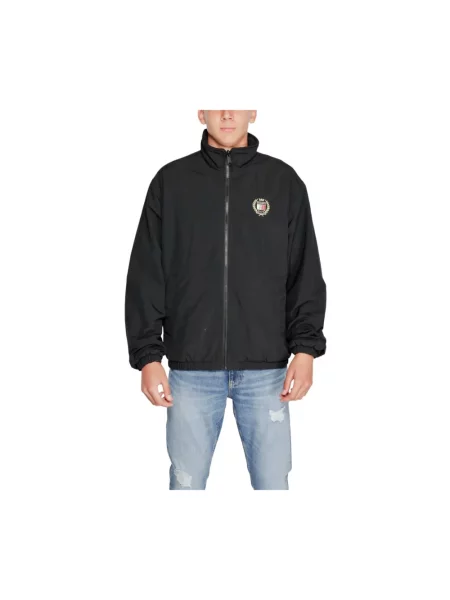 Zimowa kurtka Tommy Hilfiger polarowa w kratę czarna