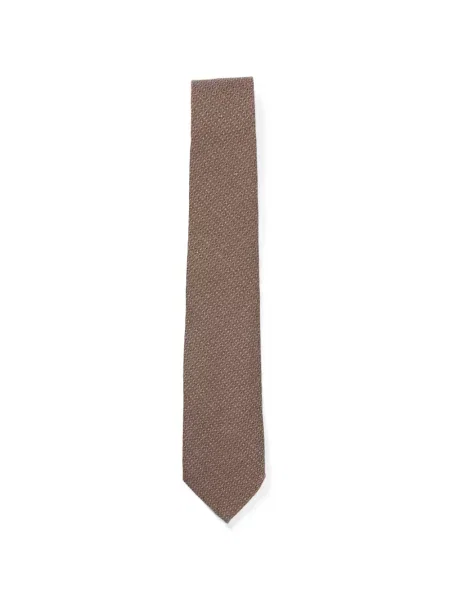 Cravată Canali de lână cu imprimeu geometric maro