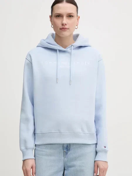 Tommy Hilfiger bluza z kapturem z aplikacją niebieski