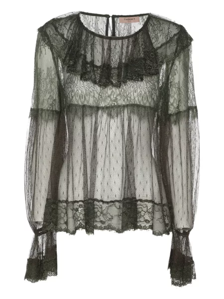 Bluză Twinset din dantelă verde
