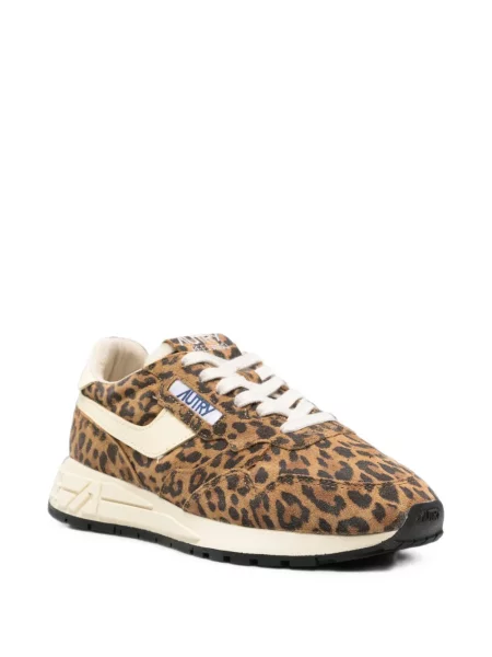 Sneakerși Autry din piele cu imagine cu model leopard maro
