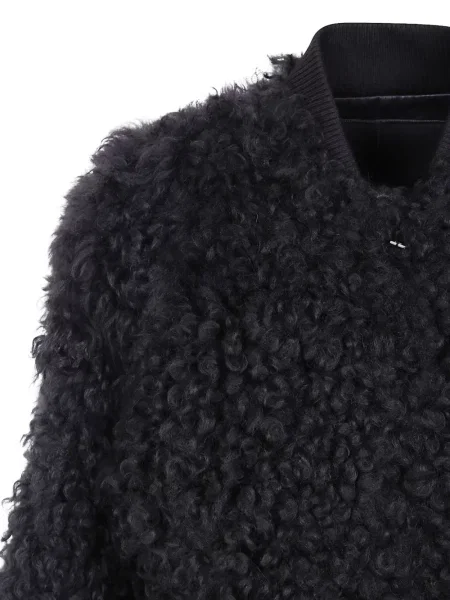 Lung tricou Drhope cu mâneci lungi din piele de oaie negru