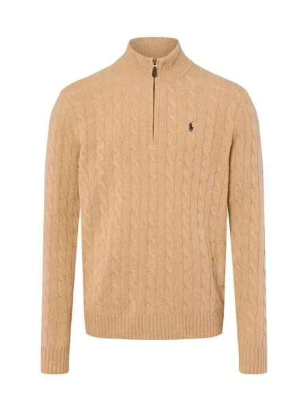 Polo Ralph Lauren koszulka z dzianiny z zawartością kaszmiru Mężczyźni Wełna marmurkowy S beżowy
