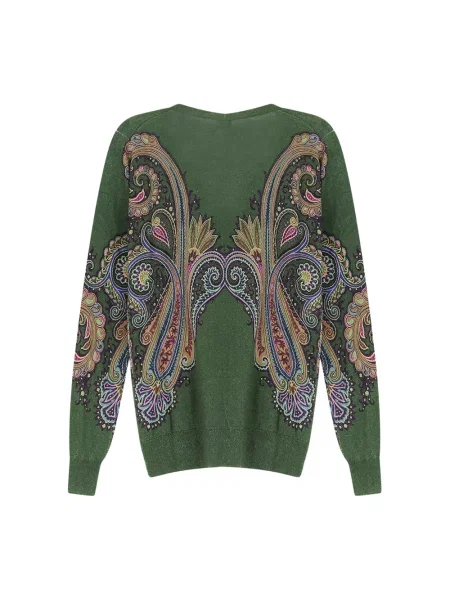 Sweter Etro z kaszmiru z wzorem paisley zielony