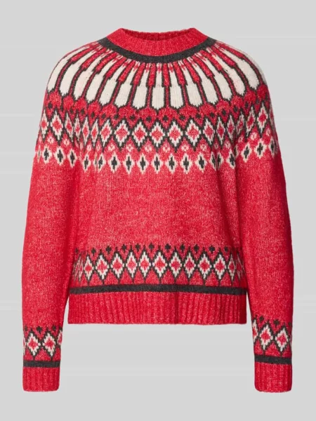 Sweter z dzianiny o kroju regular fit z dodatkiem wełny Christian Berg Woman czerwony
