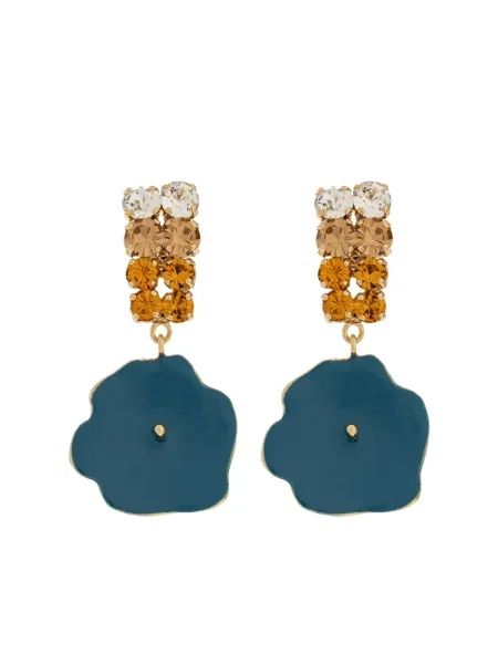 Cercei Marni cu model floral de cristal auriu