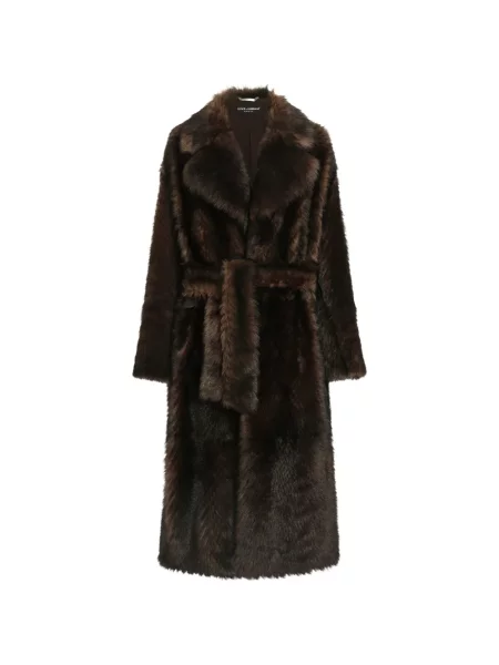 Haină din piele de oaie Dolce & Gabbana din piele de oaie maro