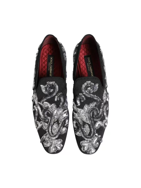 Półbuty Dolce And Gabbana z cekinami biznesowe czarne