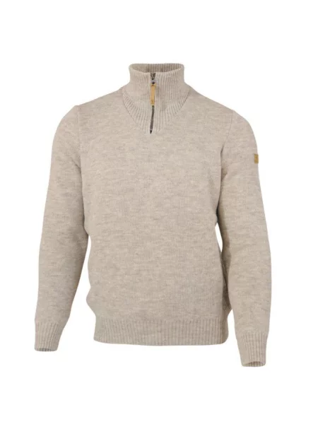 Sweter NLS Elm Birch half zip czysta niefarbowana wełna biały