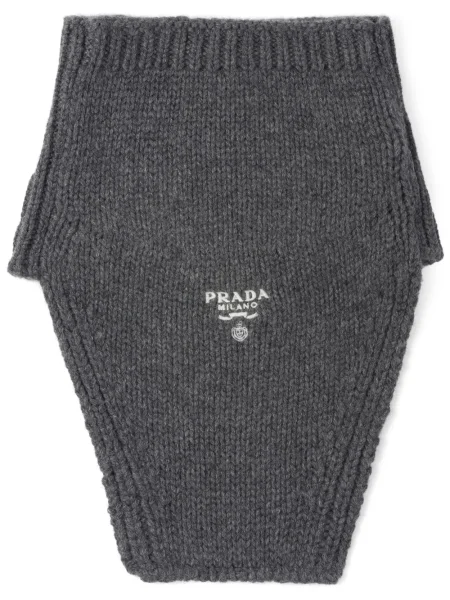 Fular Prada cu broderie din cașmir gri