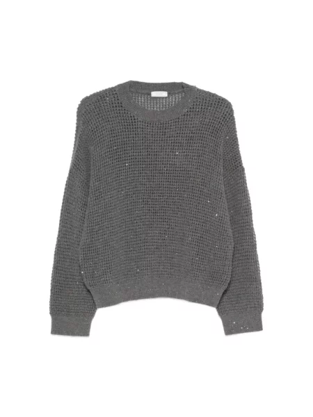 Dzianinowy sweter Peserico z cekinami szary