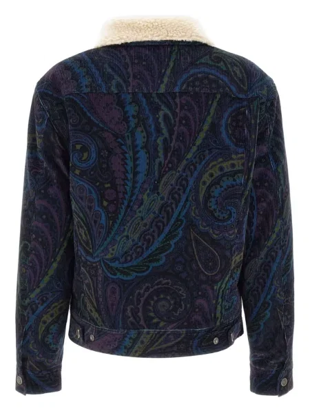 Geacă Etro de catifea cord cu imagine cu model paisley albastru