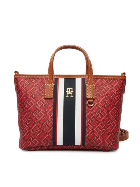 Geantă Tommy Hilfiger Th Monoplay Mini Tote Stripe Le roșu