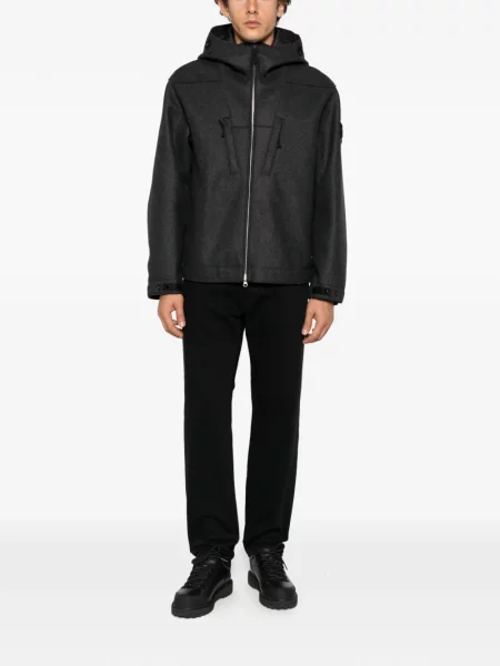 Geacă Stone Island cu glugă cu strasuri gri