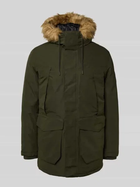 Parka z z patką i kapturem ze sztucznego futra Jack & Jones