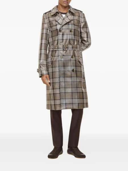 Trenci Burberry în carouri maro
