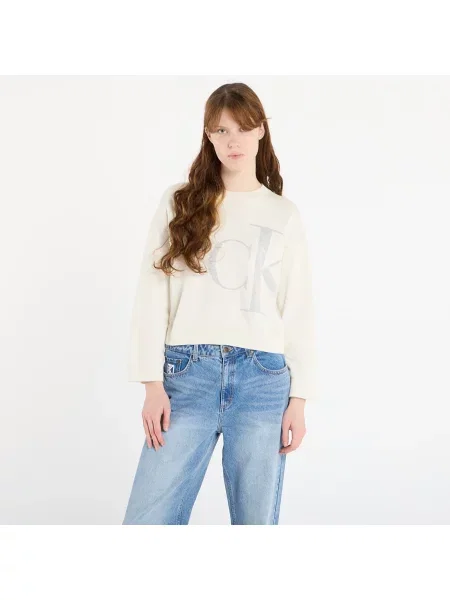 Sweater Calvin Klein Jeans Long Sleeve Smooth Sweater White M bílé