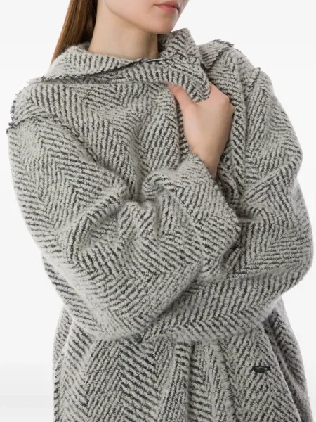Kaput Alberta Ferretti s herringbone uzorkom bijela