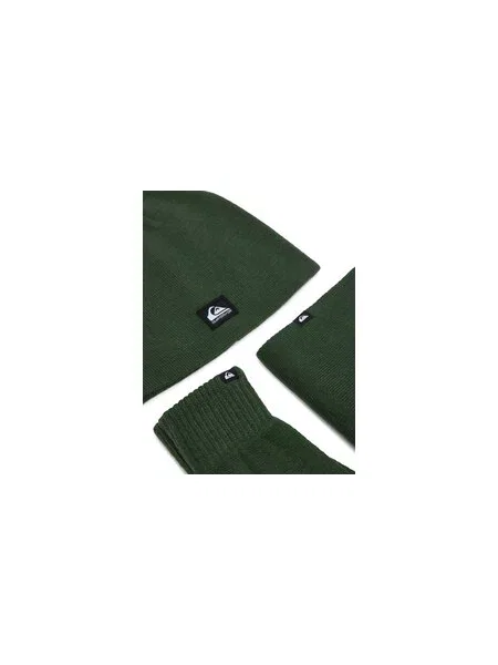 Set čepice tunelová šála a rukavice Quiksilver Tmavě zelená