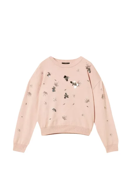 Pulover Twinset cu broderie roz