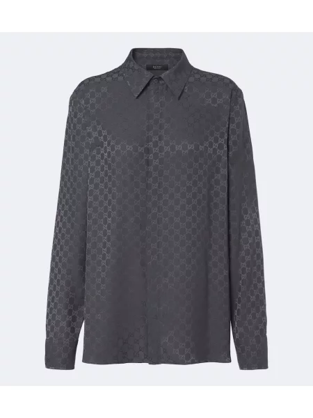 Cămașă Gucci de mătase cu imagine gri