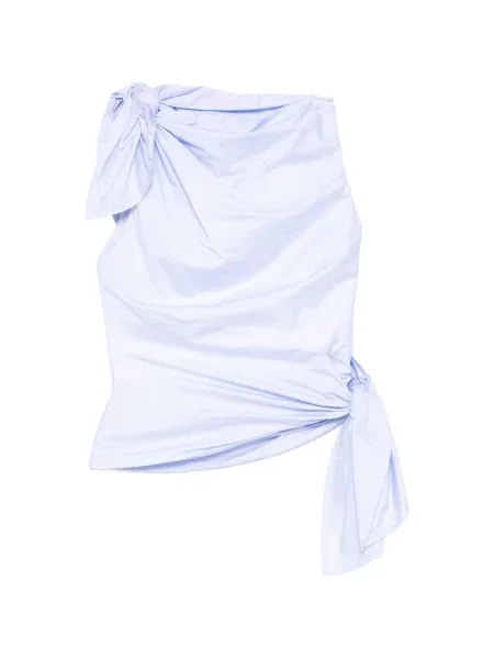 Udrapować bluzka Monse z kokardką drapowana niebieska