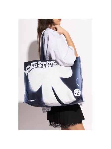 Shopperka Acne Studios z logo niebieska