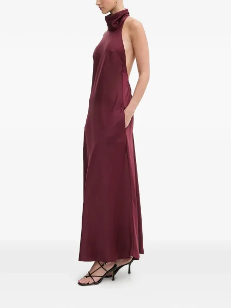 Rochie Bardot cu gât halter de costum roșu