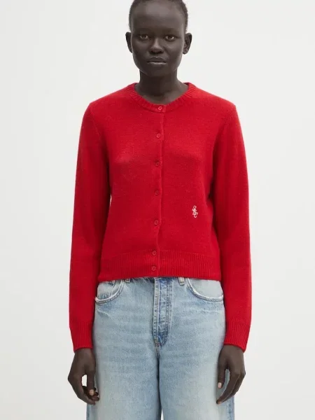 Sporty & Rich cardigan din lână SRC Cashmere roșu