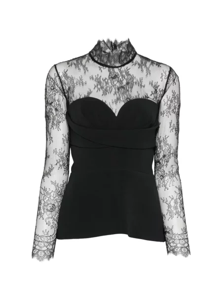 Top Elie Saab din dantelă negru