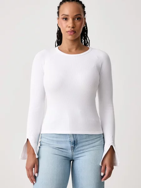 Guess Jeans tričko s dlouhým rukávem bílé