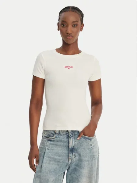 Guess Jeans T-Shirt Écru beżowa