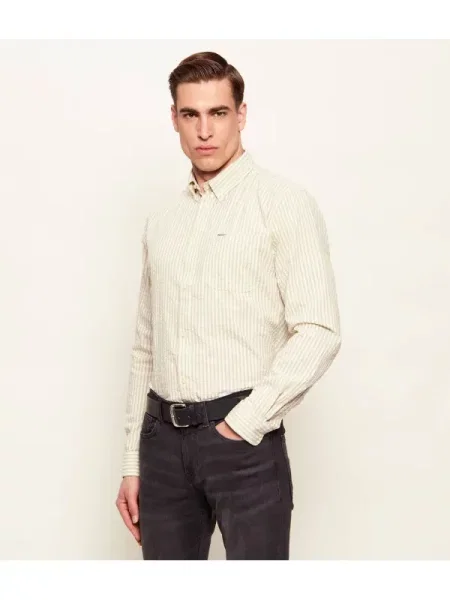 Barbour Cămașă Cresswell Seersucker bej