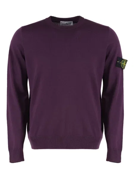 Pulover Stone Island de lână cu decolteu rotund cu strasuri violet