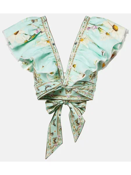 Cropp top Camilla de in cu model floral albastru