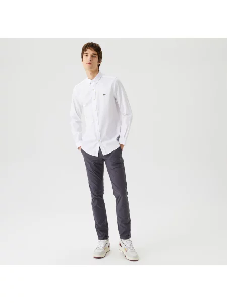 Lacoste Organiczna Koszula Button-Down Slim Fit biała