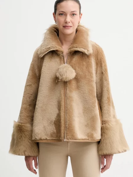 By Malene Birger kurtka skórzana dwustronna ODELLIES przejściowa brązowy