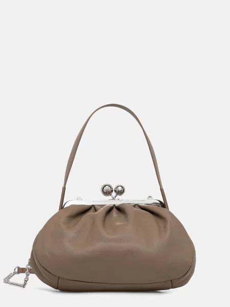 Weekend Max Mara torebka skórzana CUBICO szary brązowa