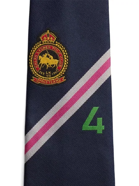 Jedwabny krawat Polo Ralph Lauren w paski z nadrukiem niebieski