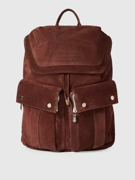 Бордовий замшевий рюкзак Leisure Brunello Cucinelli